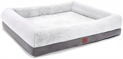 Luxurious Orthopedic Dog Bed for Extra Large Dogs - Bolster Sofa with Removable Washable Cover, Non-Skid Bottom & Egg Foam Comfort - 46x30 Inch, Gray