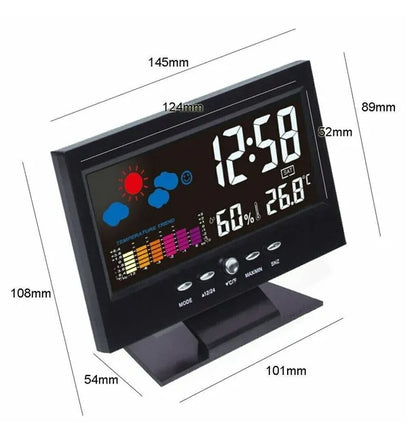LED Digital Alarm Clock with Snooze, Calendar, Thermometer & Hygrometer Weather Display