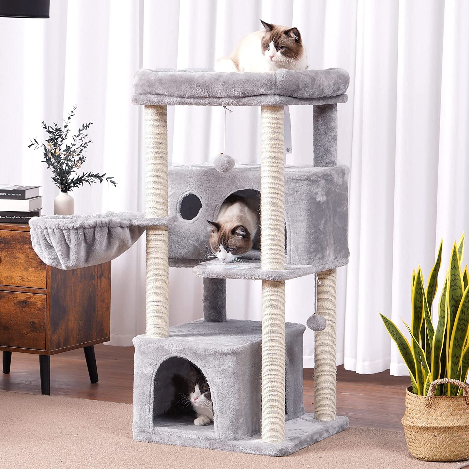 Ultimate Multi-Level Cat Tree Condo - Spacious Tower with Sisal Scratching Posts & Cozy Plush Perches for Large Cats