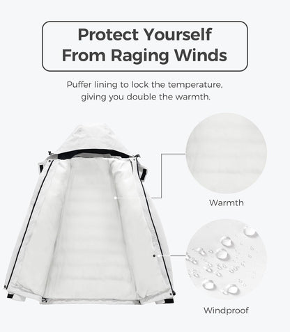 Ultimate Women's 3-in-1 Waterproof Ski Jacket - Windproof Winter Snow Coat for Snowboarding & Rain Protection