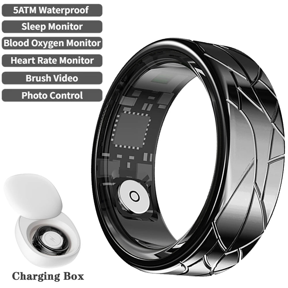 2025 Smart Health Ring - Heart Rate & Blood Oxygen Monitor, Multi-Sport Modes, IP68 & 5ATM Waterproof for Men & Women