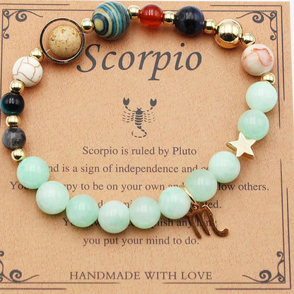 Eight Planets 12 Constellation Bracelet – Morgan Stone Beaded Zodiac Astrology Jewelry Gift