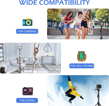 Innotech 62" Extendable Phone Tripod & Selfie Stick with Wireless Remote - Compatible with iPhone & Android Phones, Cameras