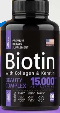 Biotin Hair Supplement Capsules for Hair Growth Strength & Shine