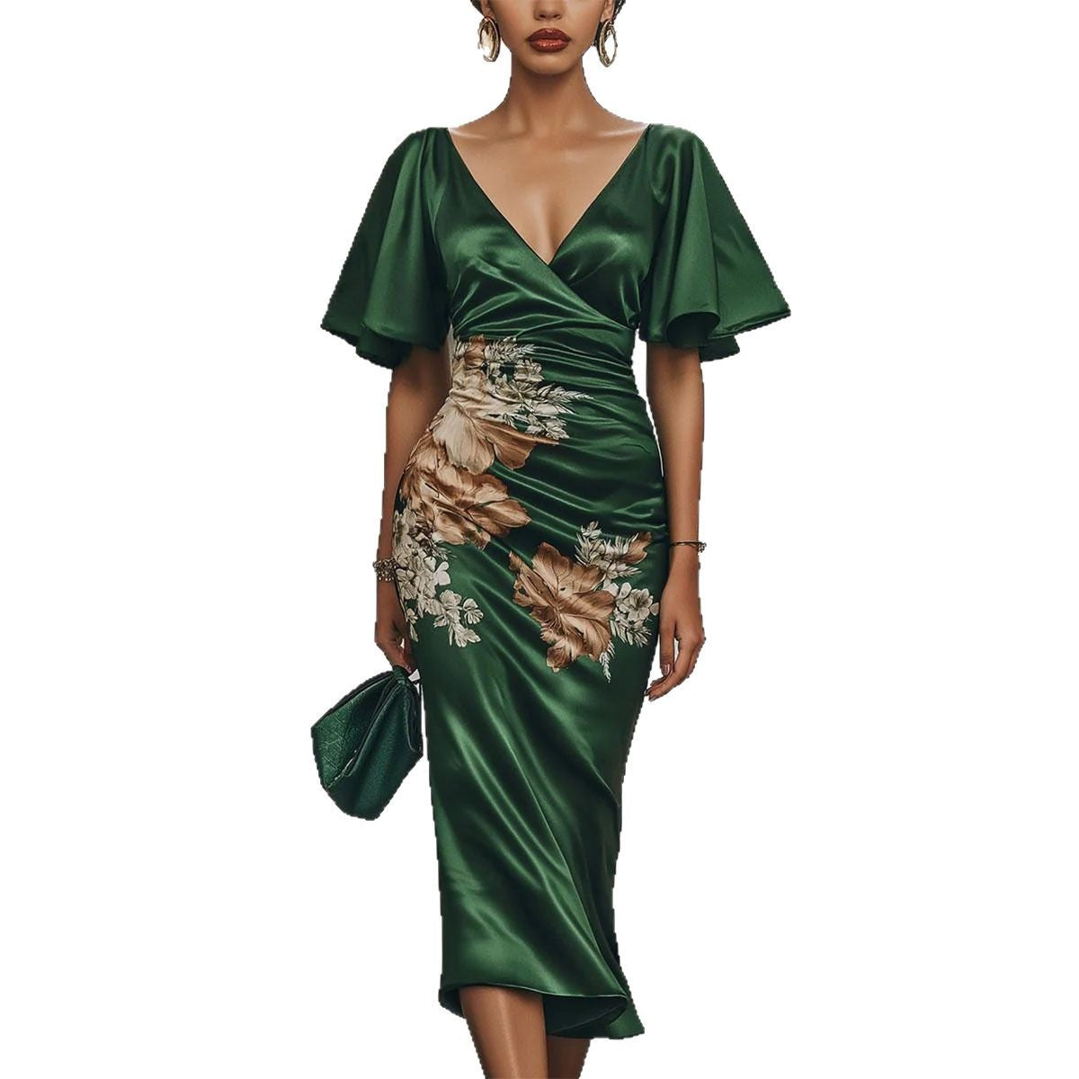 Printed Elegant Workplace Party Holiday Mid-length Dress