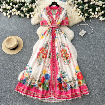 Collar Single-breasted Design Temperamental Minority Long Skirt