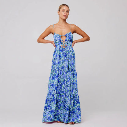 Printed Sling Stitching Multi-color Dress