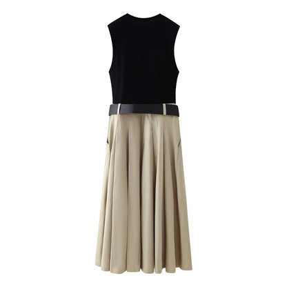 High Waist A- Line Temperament Commute Mid-length Pleated Skirt