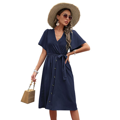 Commuters' Best Selling Bell Sleeve Waist Tie Dress