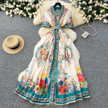 Collar Single-breasted Design Temperamental Minority Long Skirt