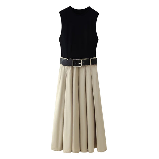 High Waist A- Line Temperament Commute Mid-length Pleated Skirt