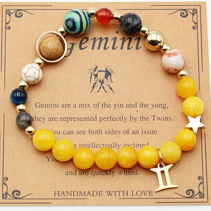 Eight Planets 12 Constellation Bracelet – Morgan Stone Beaded Zodiac Astrology Jewelry Gift