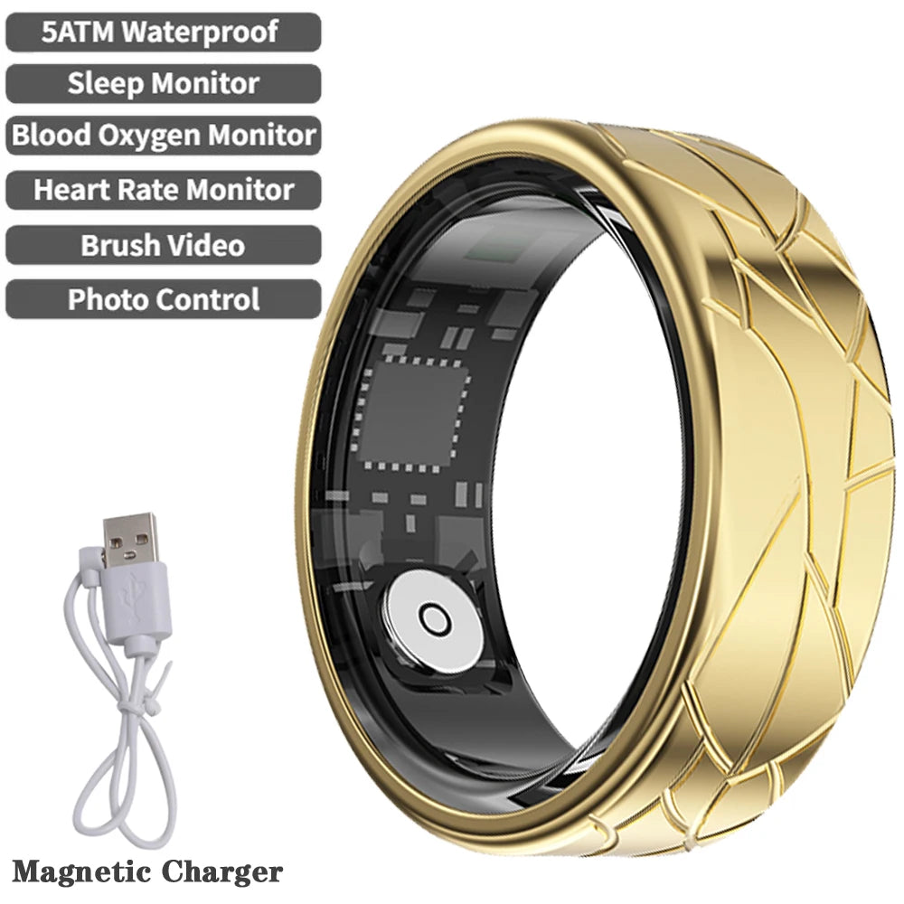 2025 Smart Health Ring - Heart Rate & Blood Oxygen Monitor, Multi-Sport Modes, IP68 & 5ATM Waterproof for Men & Women