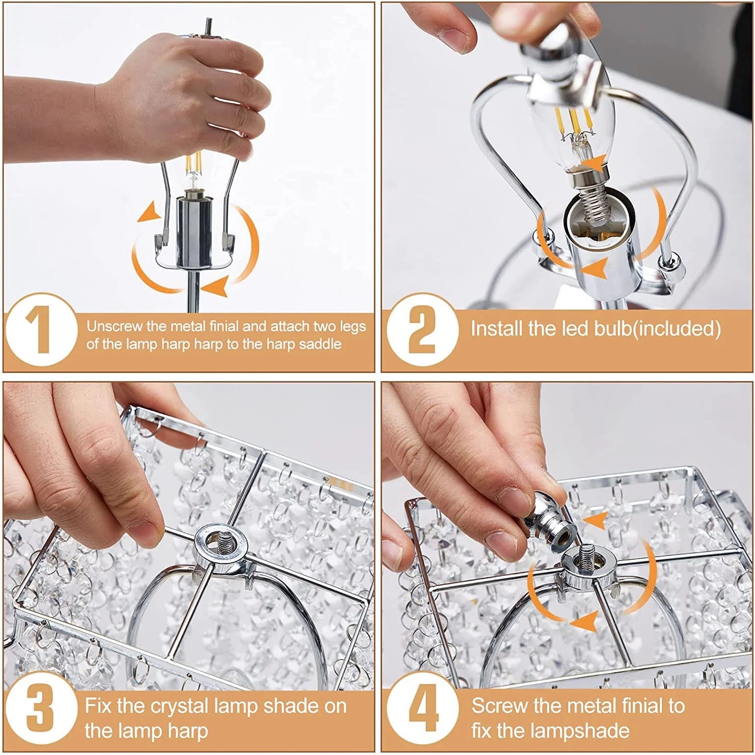 Sleek Silver Modern Touch Table Lamp with Dual USB Charging Ports - 3-Way Dimmable Crystal Shade Nightstand Lamp for Girls Bedroom & Living Room