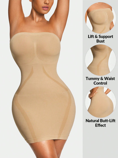 Strapless Full Body Shapewear Dress - Bust Lift, Tummy Control & Natural Butt Enhancement