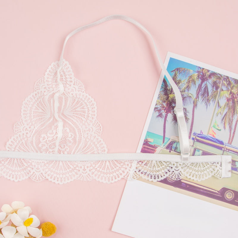 Elegant white lace lingerie designed to flatter curves and boost confidence.