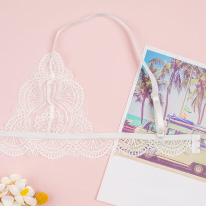 Elegant white lace lingerie designed to flatter curves and boost confidence.