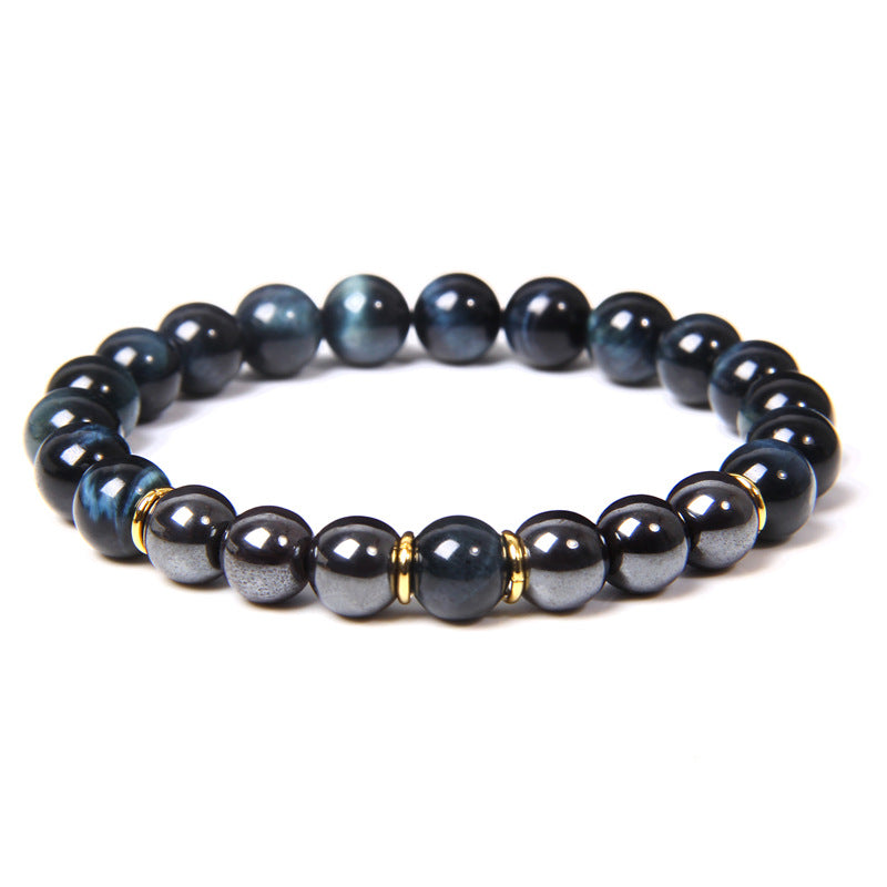 Black gallstone and tiger eye energy bracelet for men—bold style and balanced strength.