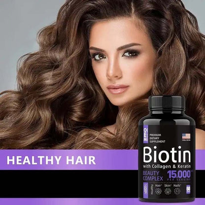 Biotin Hair Supplement Capsules for Hair Growth Strength & Shine