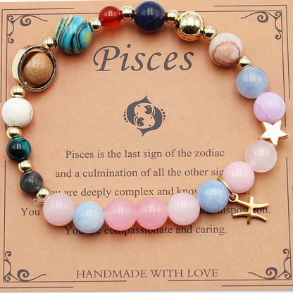 Eight Planets 12 Constellation Bracelet – Morgan Stone Beaded Zodiac Astrology Jewelry Gift