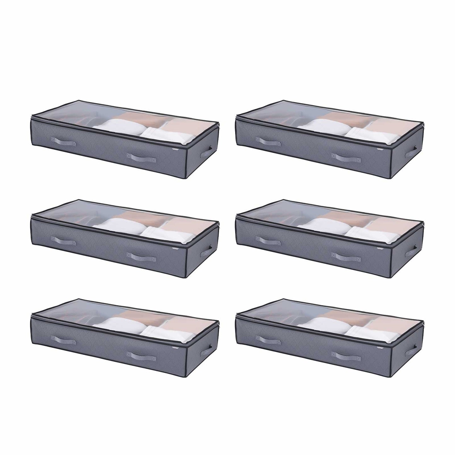 Under Bed Storage Containers with Clear Lids – 90L Large Space-Saving Organizer (6-Pack)