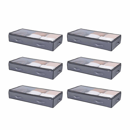 Under Bed Storage Containers with Clear Lids – 90L Large Space-Saving Organizer (6-Pack)