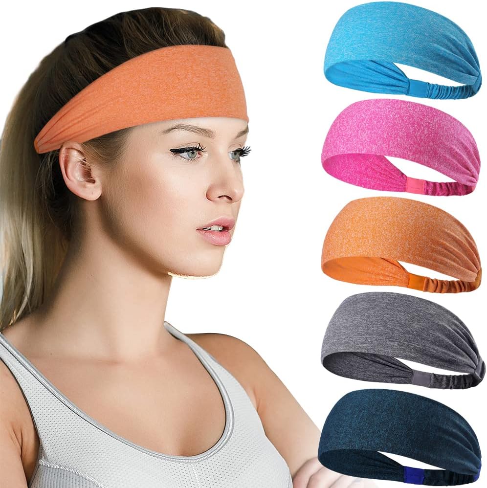 5-pack Yoga Sports fitness headbands that absorb sweat, stay secure, and keep you comfortable.