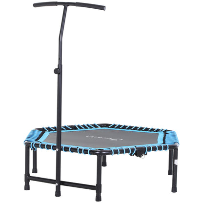 Exercise Trampoline, Portable & Foldable Fitness Trampoline Rebounder with 3-Level Adjustable T-Bar, Great for Adults Kids Working Out, Blue