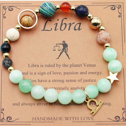 Eight Planets 12 Constellation Bracelet – Morgan Stone Beaded Zodiac Astrology Jewelry Gift