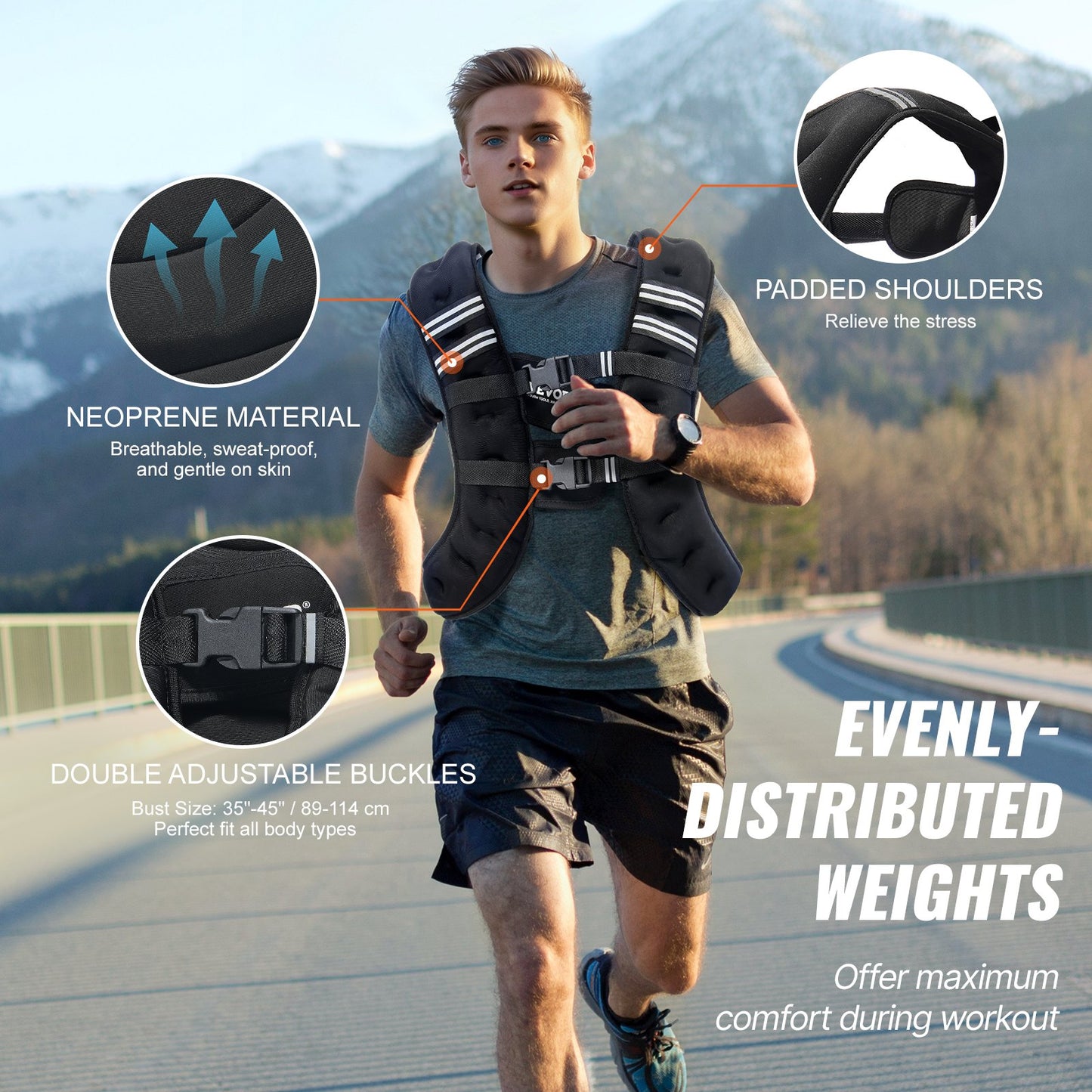 Weighted Vest, 30 Lbs Weight Vest With Reflective Stripe, Adjustable Buckle Body Weight Vest For Men Women, Workout Equipment For Strength Training