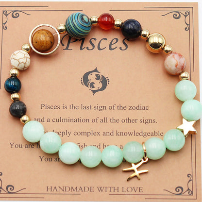 Eight Planets 12 Constellation Bracelet – Morgan Stone Beaded Zodiac Astrology Jewelry Gift