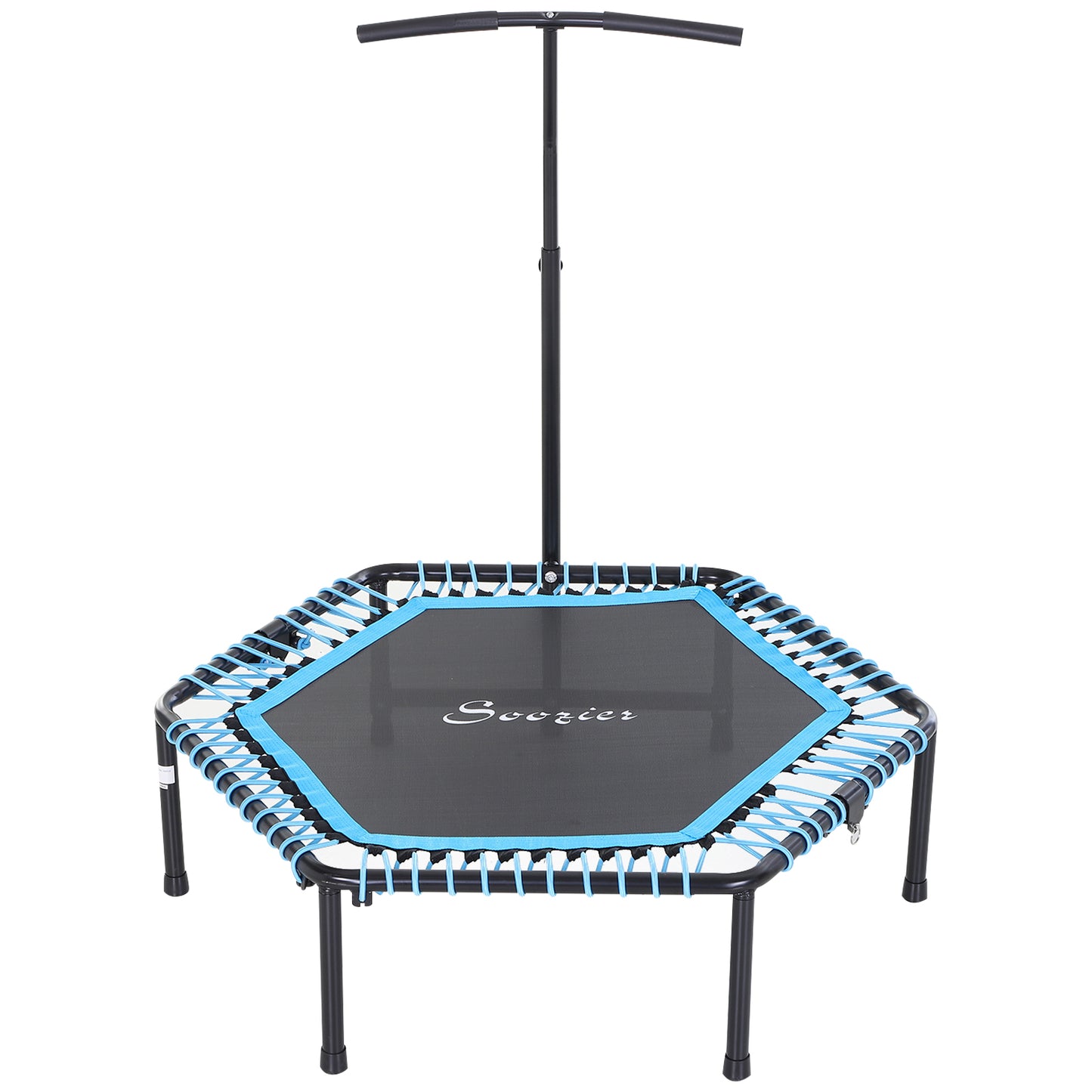 Exercise Trampoline, Portable & Foldable Fitness Trampoline Rebounder with 3-Level Adjustable T-Bar, Great for Adults Kids Working Out, Blue