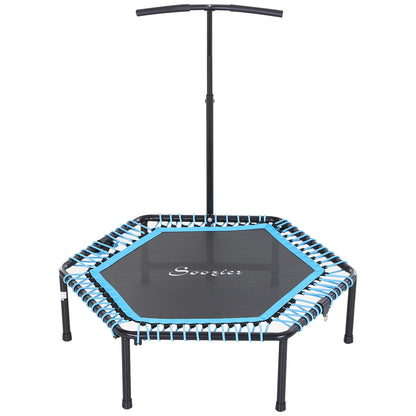 Exercise Trampoline, Portable & Foldable Fitness Trampoline Rebounder with 3-Level Adjustable T-Bar, Great for Adults Kids Working Out, Blue