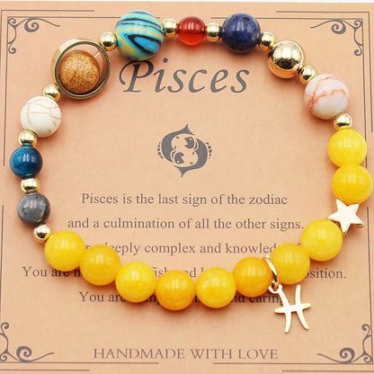 Eight Planets 12 Constellation Bracelet – Morgan Stone Beaded Zodiac Astrology Jewelry Gift