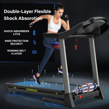 This portable folding treadmill features a silent motor, dual shock absorption, and a 330 lb weight capacity—perfect for home workouts without noise
