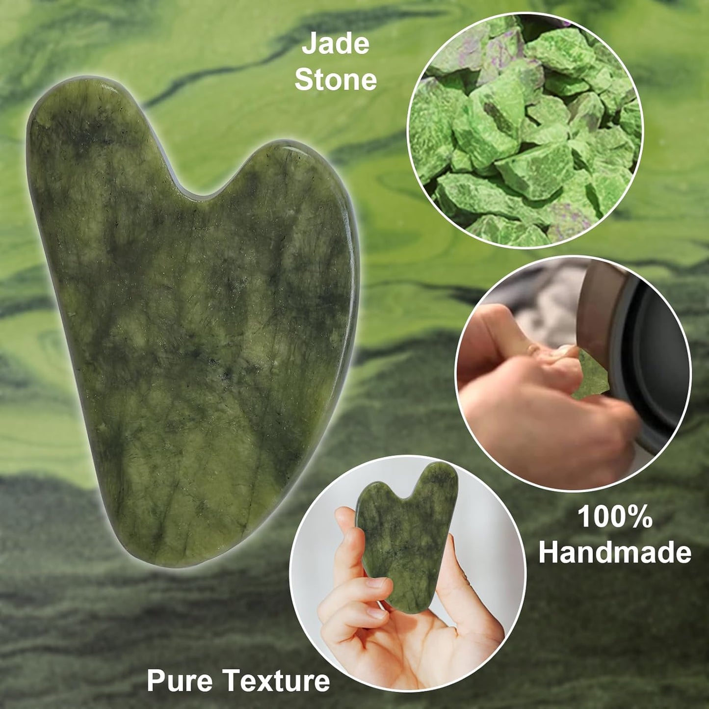 Revitalize Your Skin with Gua Sha Facial Tools - Jade Spa Kit for Puffiness Reduction & Jawline Sculpting