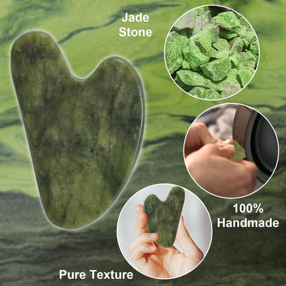 Revitalize Your Skin with Gua Sha Facial Tools - Jade Spa Kit for Puffiness Reduction & Jawline Sculpting