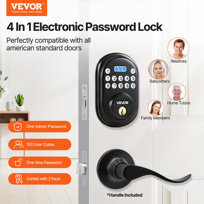 Keyless Entry Door Lock With Handle Electronic Door Lock Password And Key