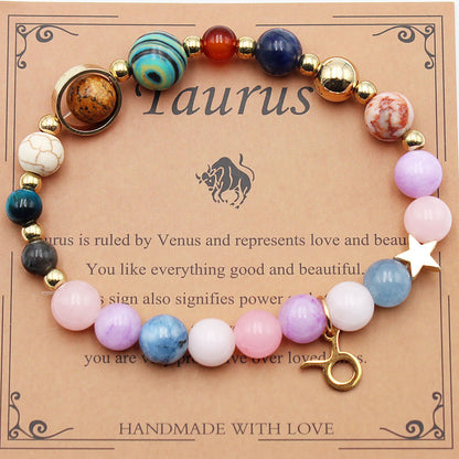 Eight Planets 12 Constellation Bracelet – Morgan Stone Beaded Zodiac Astrology Jewelry Gift