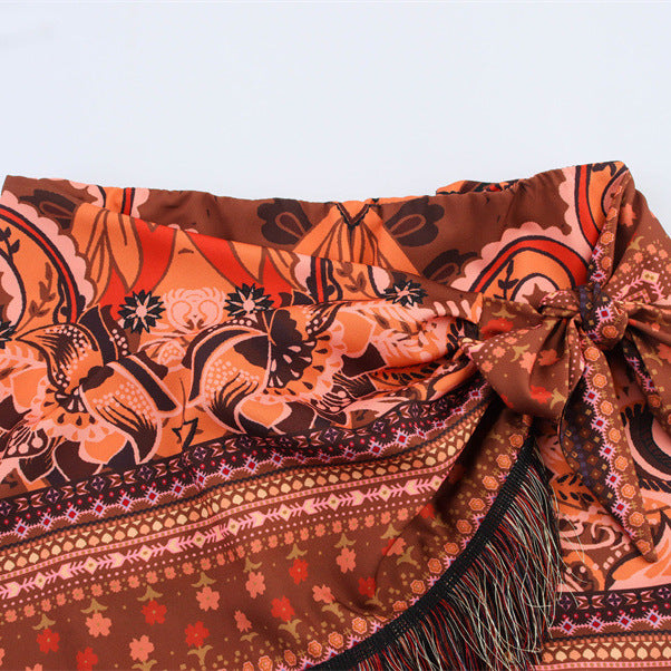 Tassel Decorative Printing Package Hip Skirt