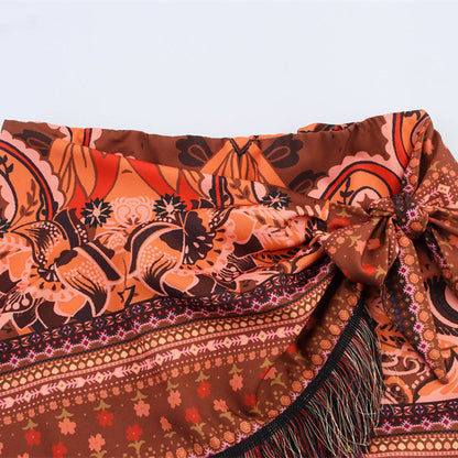 Tassel Decorative Printing Package Hip Skirt