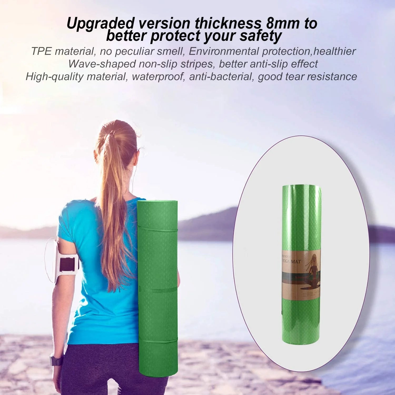 Elevate Your Practice with the Eco-Friendly 8mm TPE Non-Slip Yoga Mat - Perfect for Yoga, Pilates, and Workouts