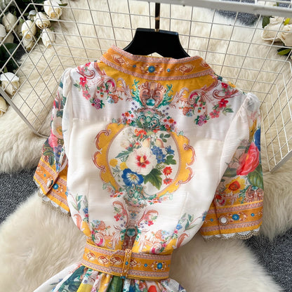 Collar Single-breasted Design Temperamental Minority Long Skirt