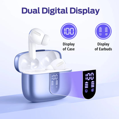 VEATOOL True Wireless Bluetooth Earbuds - 65H Playback, IPX7 Waterproof, Wireless Charging Case, In-Ear with Mic for TV, Smartphone, Computer & Laptop