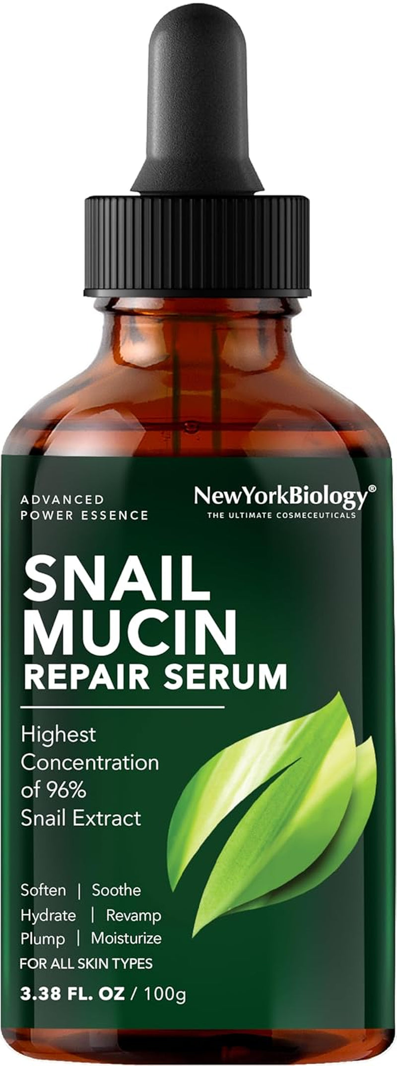 Revitalize Your Skin with New York Biology 96% Korean Snail Mucin Serum - 3.38 Fl. Oz Hydrating Moisturizer for Dry, Dull Skin and Wrinkles