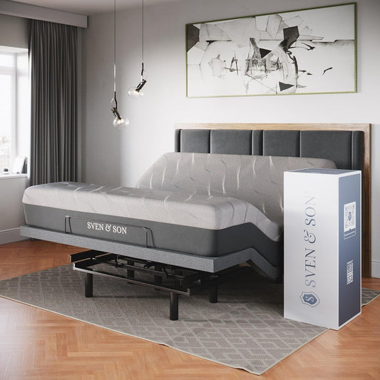 Luxury King Adjustable Bed Base with Massage, Under-Bed Lights, USB, and 14-Inch Medium Soft Hybrid Mattress - Experience Zero Gravity Comfort!