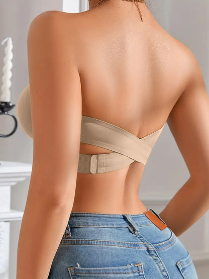 3PCS Strapless Bras For Women - Non-Slip Wireless Seamless Bras Push Up & Side Fat Control For Everyday.