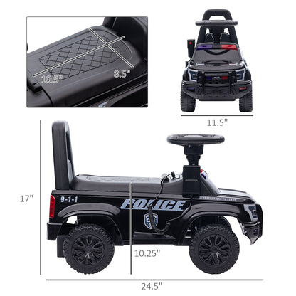 Kids Push Ride On Car With Working PA System And Horn, Police Truck Style  Foot-to-Floor Sliding Car For Boys And Girls With Under-Seat Storage.