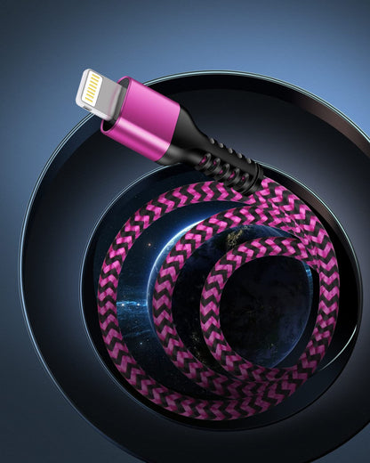 Experience Rapid Charging with Our 10FT Apple MFI Certified Lightning Cable - Durable Braided USB Wire for iPhone 14, 13, 12, 11 Pro Max and More - 2 Pack