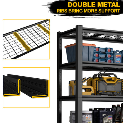 59 Inches Metal Garage Storage Rack, Heavy-Duty Steel Moisture-Proof And Waterproof 5-Layer Adjustable Storage Shelving Designed For Warehouse